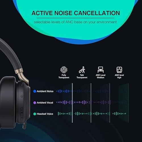 Yealink BH76P-BL-Teams-C/A- Microsoft Certified Teams Bluetooth Wireless Stereo Headset- Black- ANC- Over the Ear- USB-C/A- 1 Year Warranty