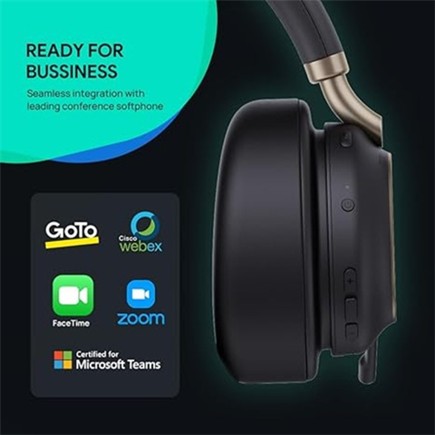 Yealink BH76P-BL-Teams-C/A- Microsoft Certified Teams Bluetooth Wireless Stereo Headset- Black- ANC- Over the Ear- USB-C/A- 1 Year Warranty