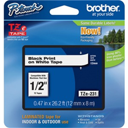 12MM BLACK ON WHITE TZ TAPE