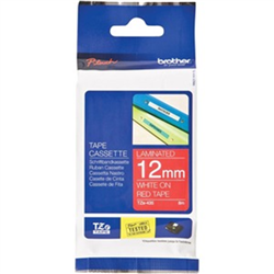 12MM WHITE ON RED TZ TAPE