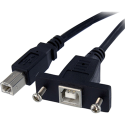 3 ft Panel Mount USB Cable B to B - F/M - Panel Mount USB Extension USB-B Female to USB-B Male Adapter Cable - USB-B (F) Port