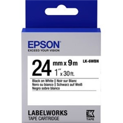 TAPE STANDARD 24MM BLACK ON WHITE 9 METRES - LABELWORKS: LW-600P