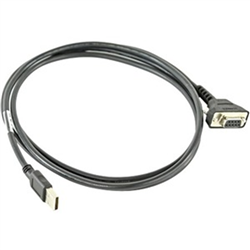 Zebra USB Cable Assembly: 9-Pin Female Straight Scanner Connector, 6ft. Straight Cable, to be used with General Purpose Fixed Mount Scanners