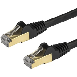 1m Black Cat6a Ethernet Cable - Shielded (STP)