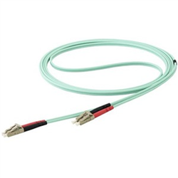 10 m OM4 LC to LC Multimode Duplex Fiber Optic Patch Cable- Aqua - 50/125 - Fiber Optic Cable - 40/100Gb - LSZH (450FBLCLC10)