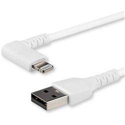 STARTECH 1M USB-A TO LIGHTNING CHARGE/SYNC CABLE- RIGHT ANGLED- DURABLE- MFi- WHITE- 2