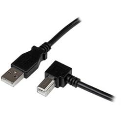 2M USB 2.0 A To Right Angle B Cable Cord - 2 M USB Printer Cable - Right Angle USB B Cable - 1X USB A (M) 1X USB B (M) - Black