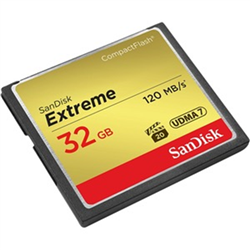 SanDisk Extreme CF- CFXSB 32GB- VPG20- UDMA 7- 120MB/s R- 85MB/s W- 4x6- Lifetime Limited