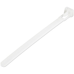 12cm(5in) Reusable Cable Ties - 7mm(1/4in) wide 30mm(1-1/8in) Bundle Dia. 22kg(50lb) Tensile Strength Releasable Nylon Ties Indoor/Outdoor 94V-2/UL Listed 100 Pack - White (CBMZTRB5)