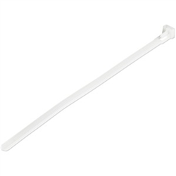 20cm(8in) Reusable Cable Ties - 7mm(1/4in) wide 50mm(1-7/8in) Bundle Dia. 22kg(50lb) Tensile Strength Releasable Nylon Ties Indoor/Outdoor 94V-2/UL Listed 100 Pack - White (CBMZTRB8)