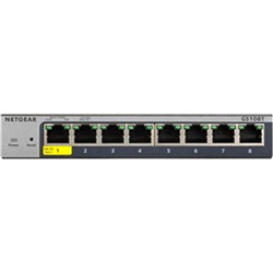 NETGEAR (GS108T) 8-PORT SMART MANAGED SMART SWITCH- GbE+(8)- LIFE WTY