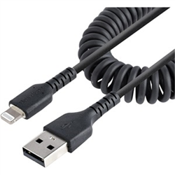 Startech 1M/3FT USB To Lightning CABLE- MFI CERTIFIED- COILED- Black 2YR