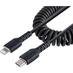 USB C to Lightning Cable - 50cm (20in) Coiled Cable Black