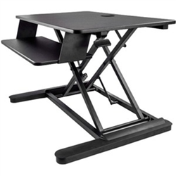 Corner Sit Stand Desk Converter with Keyboard Tray - Large Surface (35IN x 21IN) - Height Adjustable Ergonomic Desktop/Tabletop Standing Workstation - Supports Dual Monitors