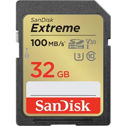 SanDisk Extreme SDHC- SDXVT 32GB- V30- U3- C10- UHS-I- 100MB/s R- 60MB/s W- 4x6- Lifetime Limited