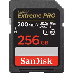 SanDisk Extreme Pro SDXC- SDXXD 256GB- V30- U3- C10- UHS-I-  200MB/s R- 140MB/s  W- 4x6- Lifetime Limited