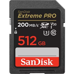 SanDisk Extreme Pro SDXC- SDXXD 512GB- V30- U3- C10- UHS-I- 200MB/s R- 140MB/s W- 4x6- Lifetime Limited