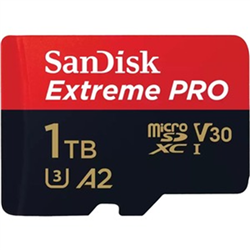 SanDisk Extreme Pro microSDXC- SQXCD 1TB- V30- U3- C10- A2- UHS-I- 200MB/s R- 140MB/s W- 4x6- SD adaptor- Lifetime Limited