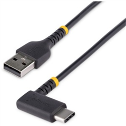 6in (15cm) USB A to C Charging Cable Right Angle Heavy Duty Fast Charge USB-C Cable Black USB 2.0 A to Type-C Rugged Aramid Fiber 3A Short USB Charging Cord