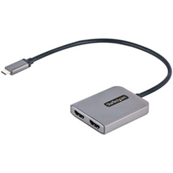 USB-C to Dual HDMI MST HUB - Dual HDMI 4K 60Hz - USB Type C Multi Monitor Adapter for Laptop w/ 1ft/30cm cable - DP 1.4 Multi-Stream Transport Hub - USB-C to HDMI Splitter