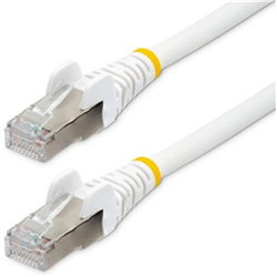 1m CAT6a Ethernet Cable - White - Low Smoke Zero Halogen (LSZH) - 10GbE 500MHz 100W PoE++ Snagless RJ-45 w/Strain Reliefs S/FTP Network Patch Cord