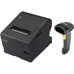 EPSON POS BUNDLE x30 TM-T88VII-612 Desktop Direct Thermal Printer -x30 LS2208 Black with Stand USB ZEBRA