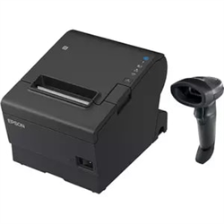 EPSON POS BUNDLE x10 TM-T88VII-612 Desktop Direct Thermal Printer -x10 DS2208 Black with Stand USB ZEBRA