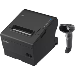 EPSON POS BUNDLE x10 TM-T88VII-612 Desktop Direct Thermal Printer -x10 DS2208 Black with Stand USB ZEBRA
