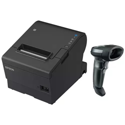 EPSON POS BUNDLE x10 TM-T88VII-612 Desktop Direct Thermal Printer -x10 LI2208 Black with Stand USB ZEBRA