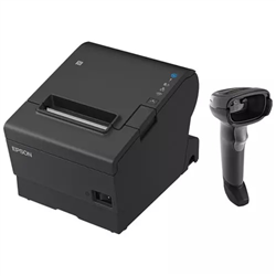EPSON POS BUNDLE x5 TM-T88VII-612 Desktop Direct Thermal Printer -x5 DS2208 Black with Stand USB ZEBRA