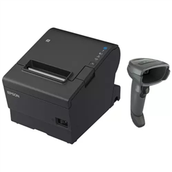 EPSON POS BUNDLE x3 TM-T88VII-612 Desktop Direct Thermal Printer -x3 DS4608 Black with Stand USB ZEBRA