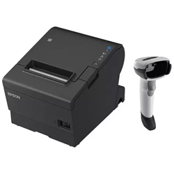 EPSON POS BUNDLE x5 TM-T88VII-612 Desktop Direct Thermal Printer -x5 DS2208 White with Stand USB ZEBRA