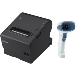 EPSON POS BUNDLE x3 TM-T88VII-612 Desktop Direct Thermal Printer -x3 DS2278-HC with Shielded USB Cable ZEBRA