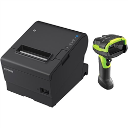EPSON POS BUNDLE x2 TM-T88VII-612 Desktop Direct Thermal Printer -x2 LI3608-SR Rugged USB Kit ZEBRA