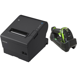 EPSON POS BUNDLE x2 TM-T88VII-612 Desktop Direct Thermal Printer -x2 LI3678-ER Rugged USB Kit ZEBRA