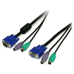 3-in-1 - Keyboard / video / mouse (KVM) cable - 6 pin PS/2 HD-15 (M) - 6 pin PS/2 HD-15 - 6 ft