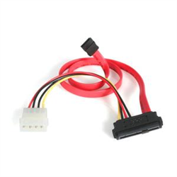 18in SAS 29 Pin to SATA Cable with LP4 Power - 18in SAS 29 pin to SATA Cable - 18in SFF 8482 to SATA