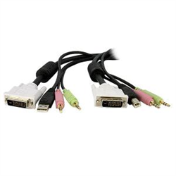1 5FT / 4M 4-IN-1 USB Dual Link DVI-D KVM Switch Cable W/ Audio Microphone