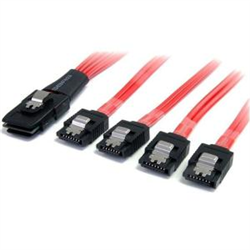 STARTECH 50CM SFF-8087/36 PIN TO 4X SATA 7 PIN CABLE- 6Gbps- RED- LTW