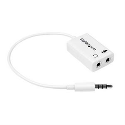 3.5mm 4 Position to 2x 3 Position 3.5mm Headset Splitter Adapter M/F - White - Headphone Microphone Splitter - 4 pin / 4 pole 3.5mm Splitter - iPhone Headset Splitter