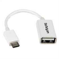 5in White Micro USB to USB OTG Host Adapter MF - Micro USB Male to USB A Female On-The-Go Host Cable Adapter - White