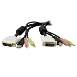 1.5m 4-in-1 USB Dual Link DVI-D KVM Switch Cable w/ Audio & Microphone