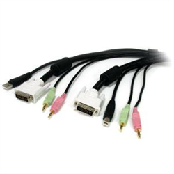 1.5m 4-in-1 USB DVI KVM Cable with Audio and Microphone