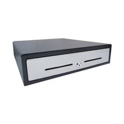 Vpos Cash Drawer EC350 4 Note 8 Coin 24V Black Stainless Steel Front