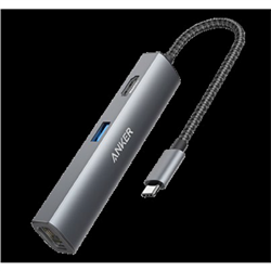 Anker Power EXPAND+ 5 In 1 USB ETHERNET Hub - Gray Metal