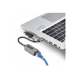 USB-C to Ethernet Adapter with USB-A Dongle 10/100/1000Mbps USB 3.0 to Gigabit Ethernet Network Adapter 6in/15cm Attached Cable USB GbE Adapter