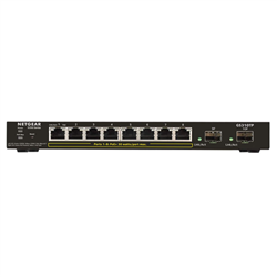 NETGEAR 10-PORT POE GBE SMART SWITCH- POE+ (8) 55W- 1G SFP(2) -DESK- FANLESS- 5Y